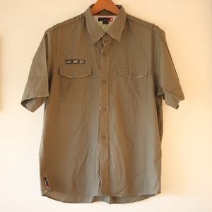 Quicksilver Deconstructed Military Style Shirt L